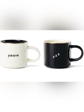 Kate Spade Lenox Collaboration Ceramic Black & Cream Sleepy Zzz Mug Set